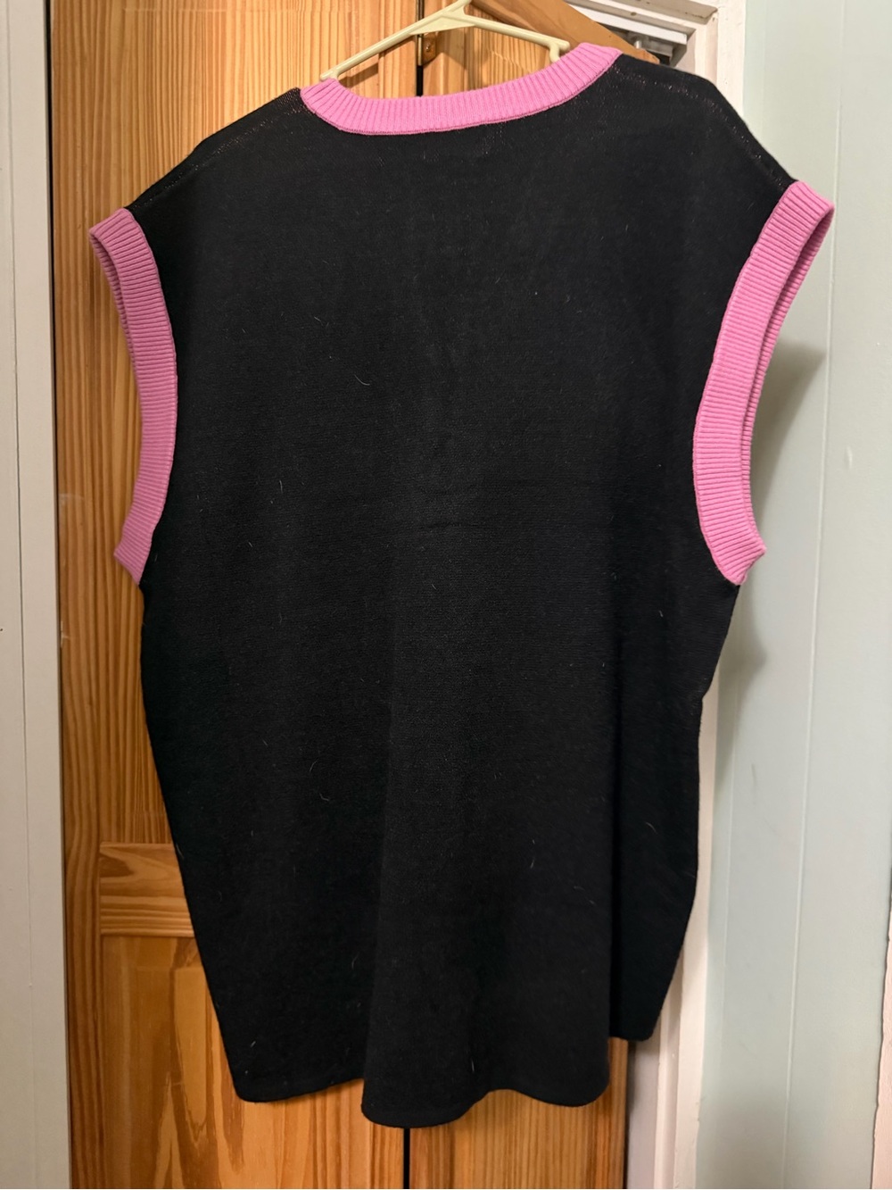 Dressed in LALA Black Knit Tiger Vest with Pink Trim - Picture 5 of 5